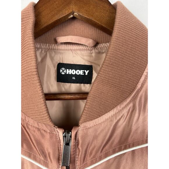 Hooey Satin Bomber Jacket XL Women’s Pink Desert Western Landscape Print Zip Up - Picture 12 of 12